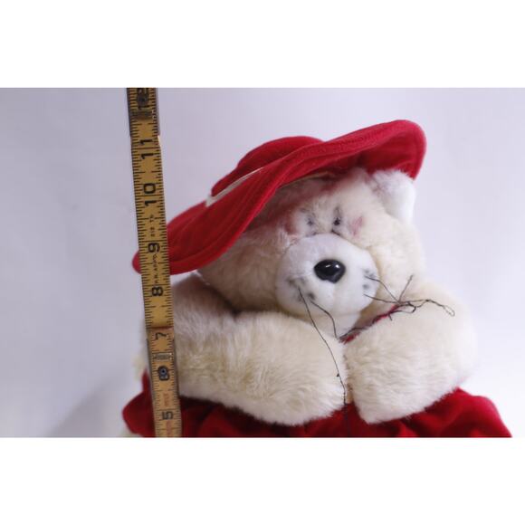Fun Farm, Dakin, Cat, Plush, wearing Red Hat and Dress, 11", Soft Toy, Cute, - Picture 3 of 4